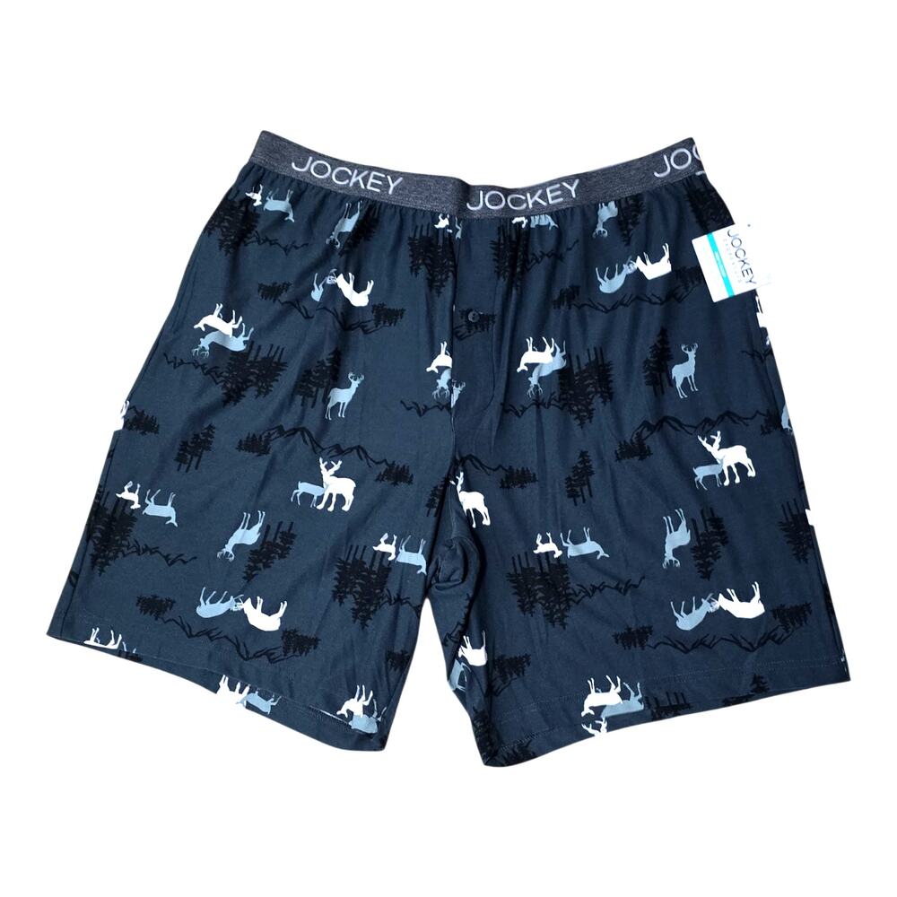 Jockey Men's XL Pajama Sleep Shorts 8" Deer Print Soft Stretch Lounge Pocket NWT